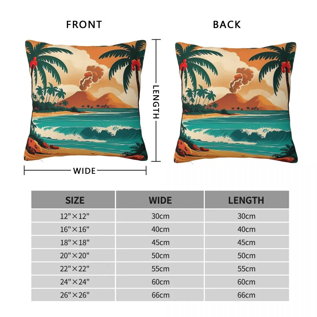 Retro Hawaii Travel Square Pillowcase Polyester Linen Velvet Creative Zip Decorative Pillow Case Home Cushion Case