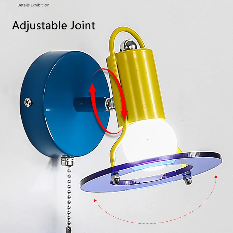 Blue Red Wall Lights Memphis Design Living Room Wall Lamps Acrylic Sconce Colorful Decorative Bedroom Bedside Light for Study