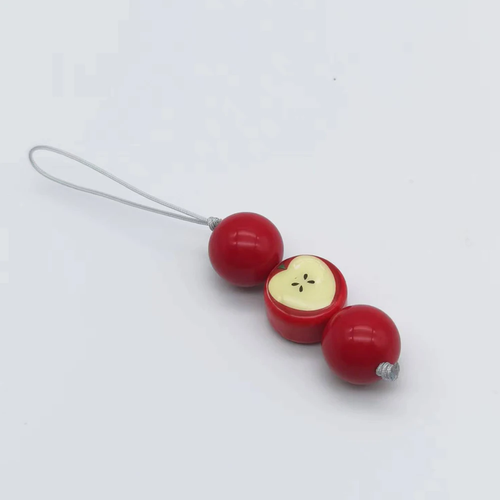 2024 New Bead Phone Charms Pendant Cute Fruit Big Red Ball Key Chain For iPhone 15 Camera Airpods Earphone Books Schoolbag Case