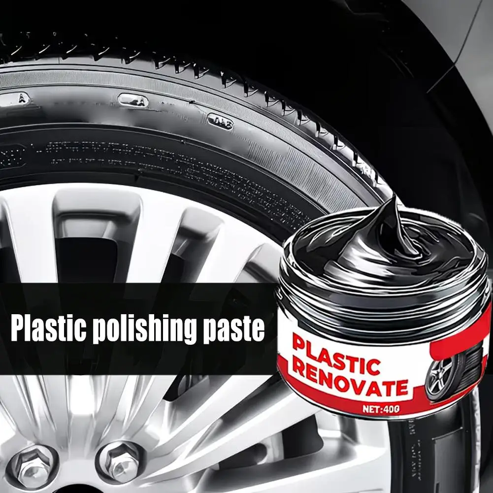 40/80g Auto Plastic Restorer Paste Car Interior Rubber Trim Renovation Cream Restore Faded Surfaces with Application Sponge