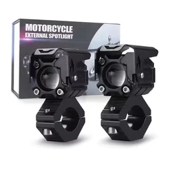 Motorcycle LED Headlight Auxiliary Spotlight Yellow White Dual Color Fog Light 10V-28V 30W Mini projector Lens