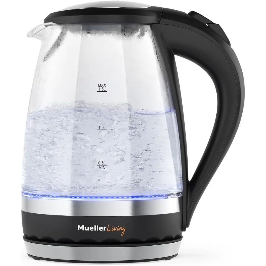 

1.5L 1500W Electric Tea Kettle with LED Light and SpeedBoil Tech in Transparent Glass Automatic Shut-Off and Boil-Dry Protectio