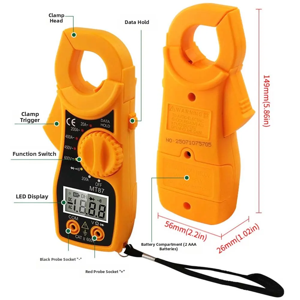 

MT87 клещи мультиметр цифровой тестер 1999 отсчетов AC/DC напряжение вольтметр амперметр профессиональные инструменты для электриков