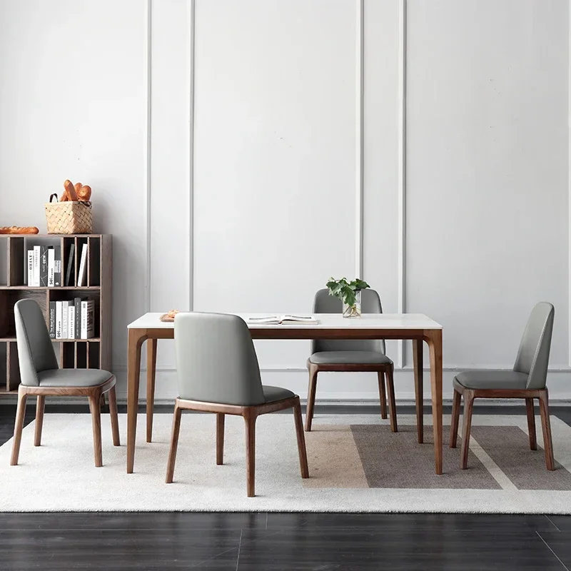 

Wedding Party Bar Dining Table Marble Solid Wood Frame New Table Luxury Nordic Rock Board Muebles Para El Hogar Home Furniture