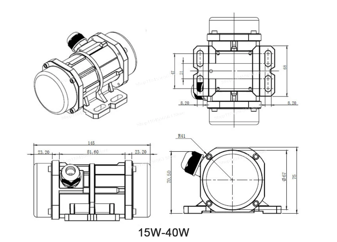220 V AC einphasiger Beton-Vibrationsmotor und Geschwindigkeitsregler, 15 W–150 W, wasserdicht, für Vibrationssiebe, Industrie-Shaker