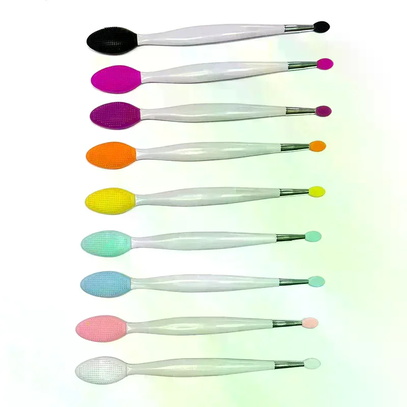 Double-headed Silicone Brush Skin Care Lip Exfoliating Facial Cleansing Face Scrub Nose Clean Brush Lipstick Lip Balm Applicator