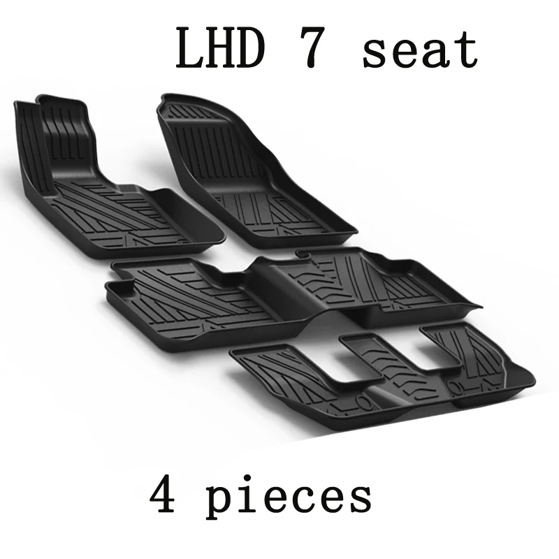 LHD Car Floor Mats Double Layer TPE Foot Pads Interior Floorliner For Volvo XC90 2015 2016 2019 2020 2021 2022 Accessories