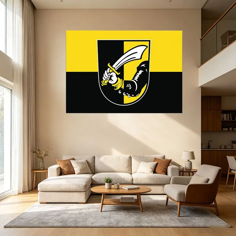 Large Yellow and Black Shield Graphic Wall Tapestry Decor for Man Cave Sports Room Modern Living Room Art Print