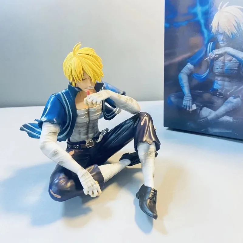 One Piece battle damaged Sanji sitting posture Sanji three brothers bandage Sanji figure ornaments chassis figure