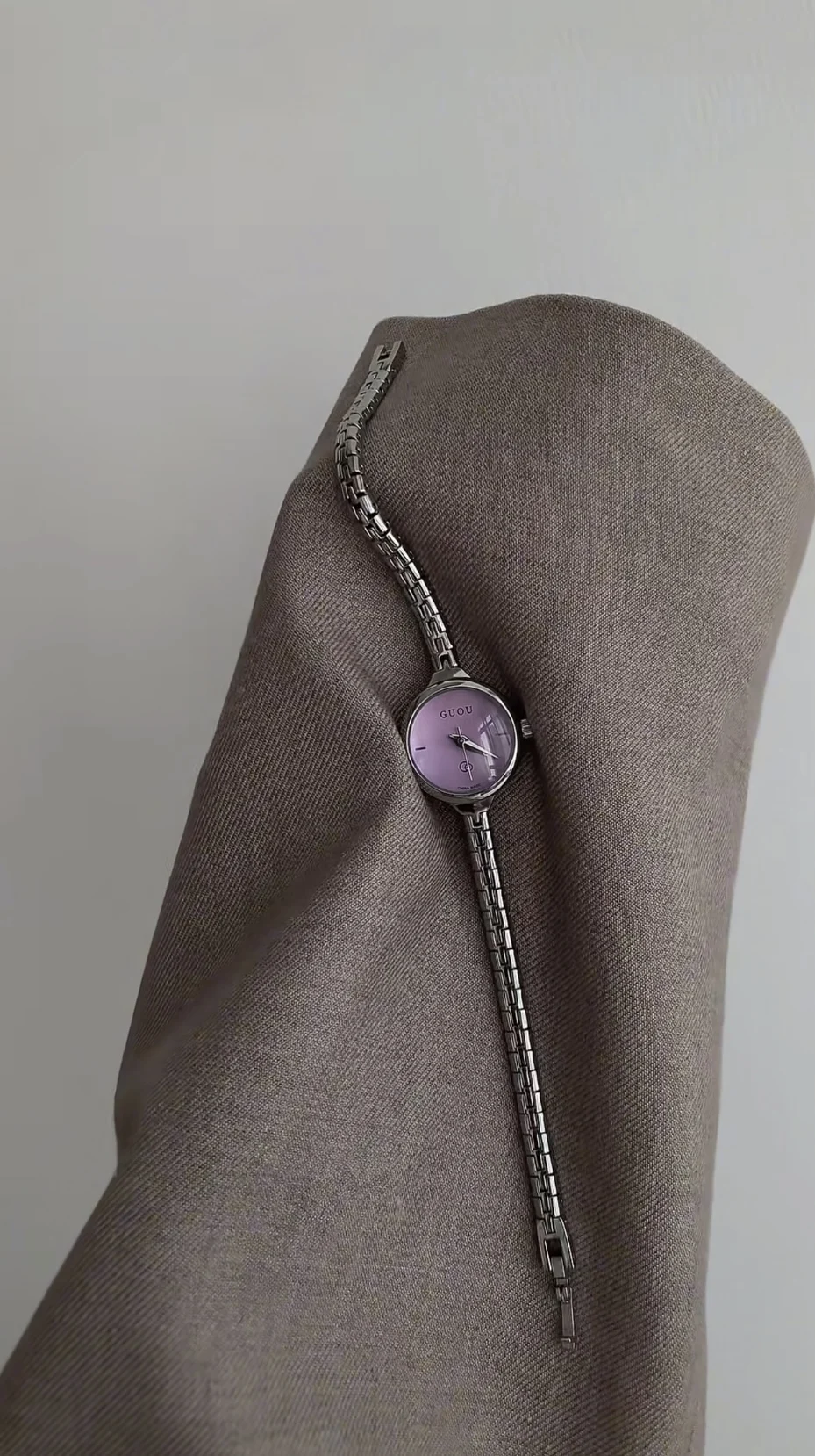 Women's watch luxury high quality silver purple small dial high-end cool stylish versatile chain quartz watch original gift