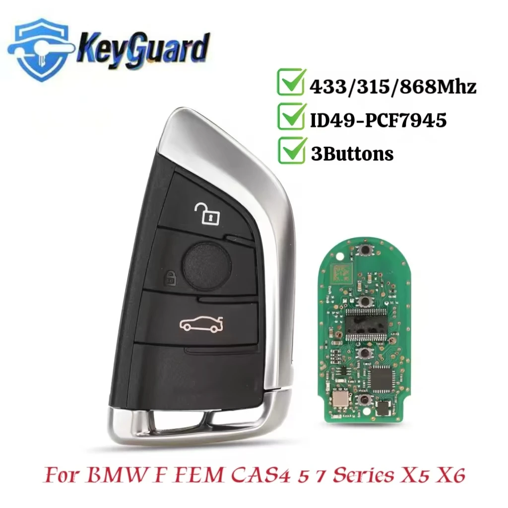 

Keygua Remote Key Keyless Entry Fob For BMW FEM BDC CAS4 CAS4+ 5 7 Series X1 X3 X5 X6 X7 2014+ PCF7945 3 Button 315/434/868MHz
