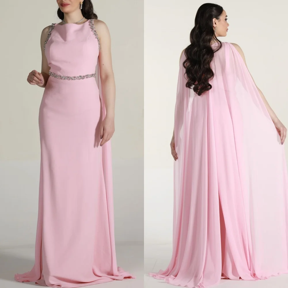 Customized Jiayigong  Jersey Draped Beading Birthday A-line O-Neck Bespoke Occasion Gown Long Dresses Saudi Arabia