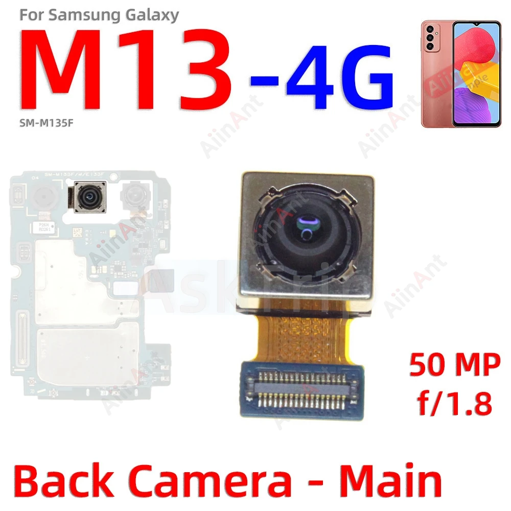 Macro Depth Wide Main Small Front Back Rear Camera Flex Cable For Samsung Galaxy M13 M135F M136B 4G 5G