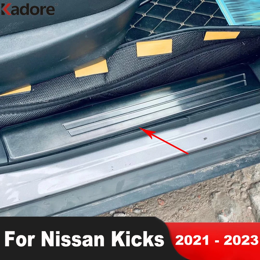 

Door Sill Scuff Plate Cover Trim For Nissan Kicks 2021 2022 Stainless Car Inner Welcome Pedal Protector Sticker Accessories