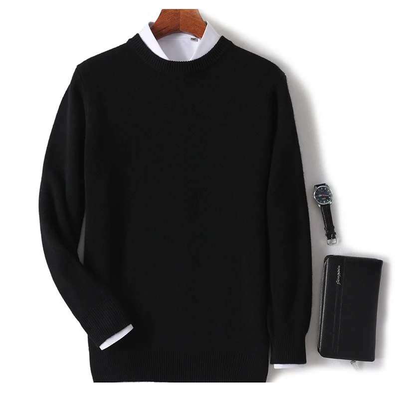 Authentic classic 100% sweater men's crewneck pullover thick cashmere sweater men's sweater loose pullover knitwear trend