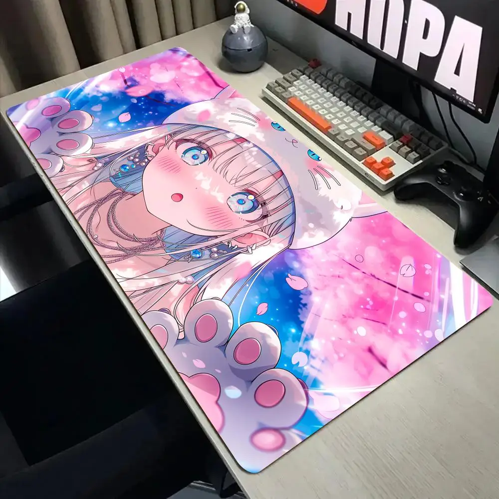 

Cute cat paw girl Mouse Pad Desk Mat Stitched Edge xxl mousepads Rubber Anti-slip gamer Keyboard Rug gaming mats Extended pad