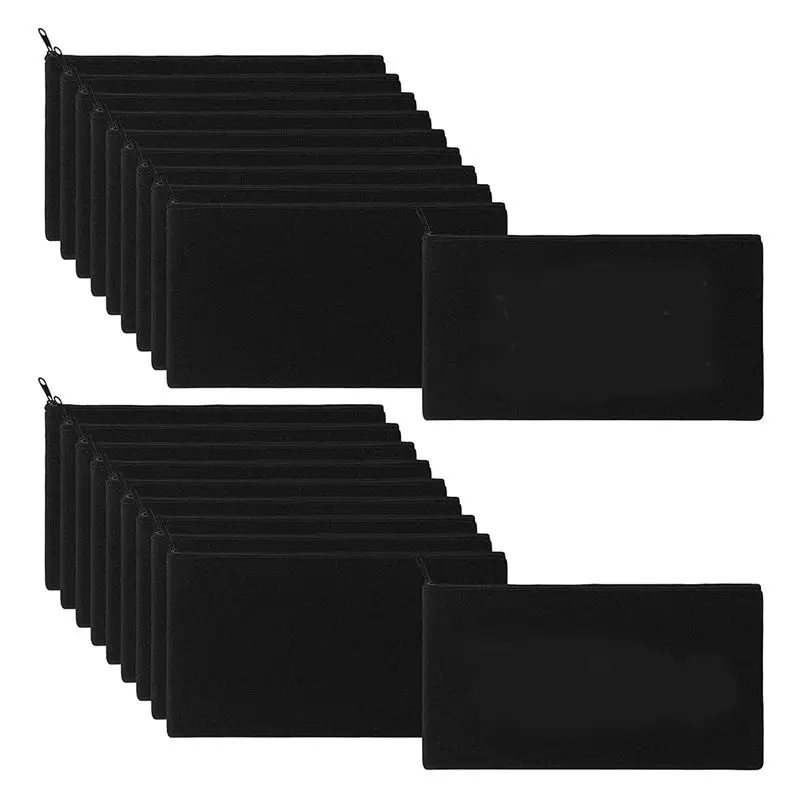 

80 Pcs Canvas Pencil Pouch Zipper Makeup Bags Blank Craft DIY Bags Multipurpose Toiletry Stationary Storage Bags(Black)