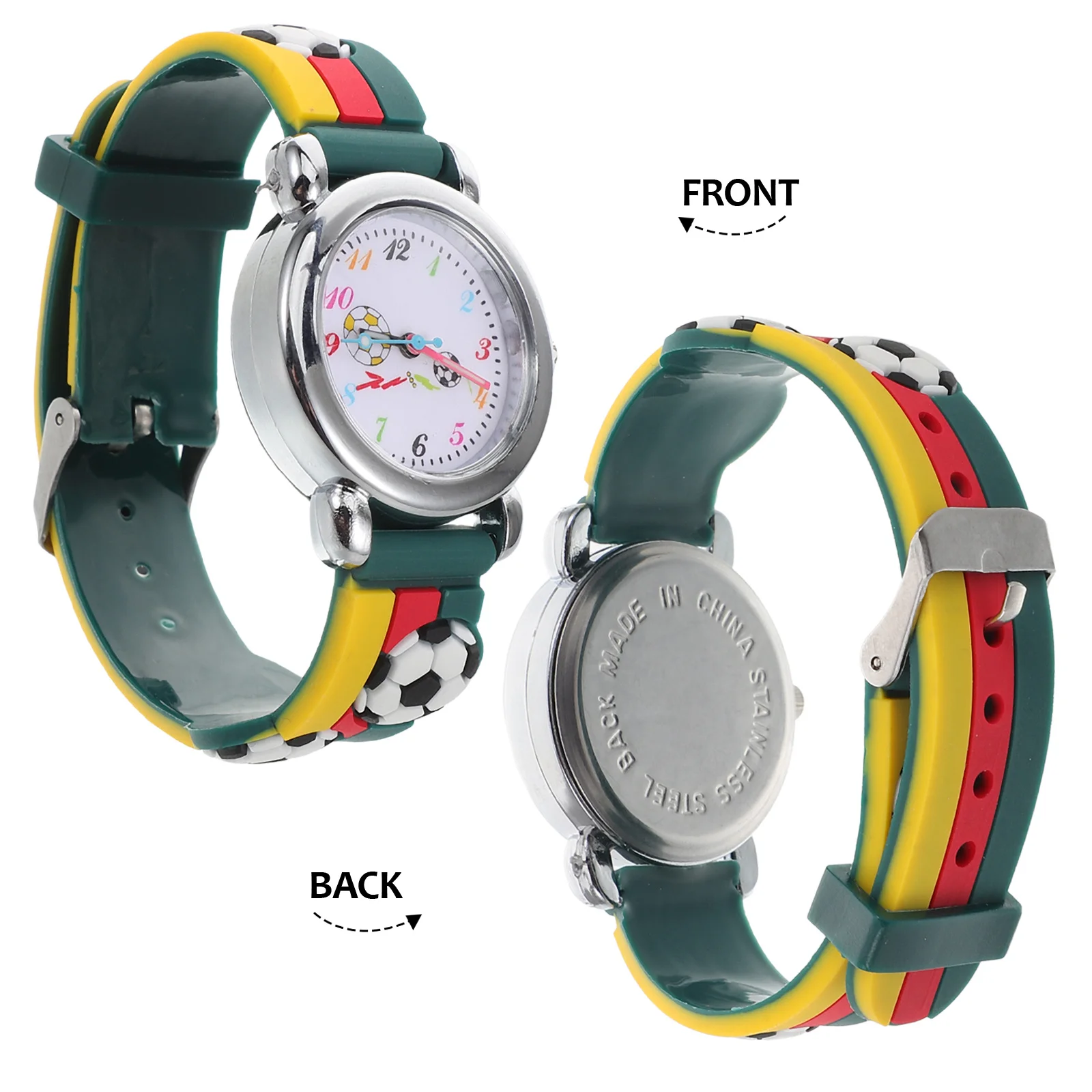 漫画サッカーウォッチ 3D ソフトシリコンクォーツアナログ腕時計 時間教育や屋外使用に