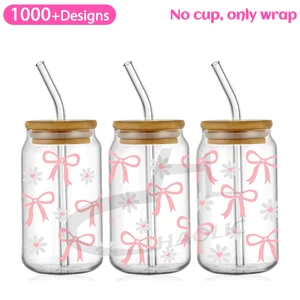 UV DTF Cup Wrap for 16oz water bottle, Cute Girly Cup, Pink Flowy Bows, Glass Tin, Beautiful Love Ribbons, Sticker Design, Libbey Beer 8 Main sales helmet ls2 pink - №2