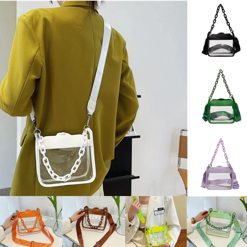 Summer Women Clear Transparent Crossbody Bag Female Jelly  Handbags And Purses Chain Square Shoulder Bag Bolsos