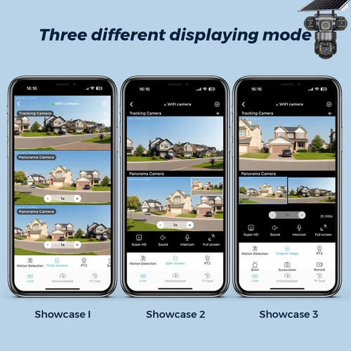 Imagen 2 del producto Cámara IP V380 Solar 4G para exteriores, lentes triples de 12MP, 6K, pantalla Triple, Monitor de vídeo de seguridad, visión nocturna, cámaras CCTV impermeables