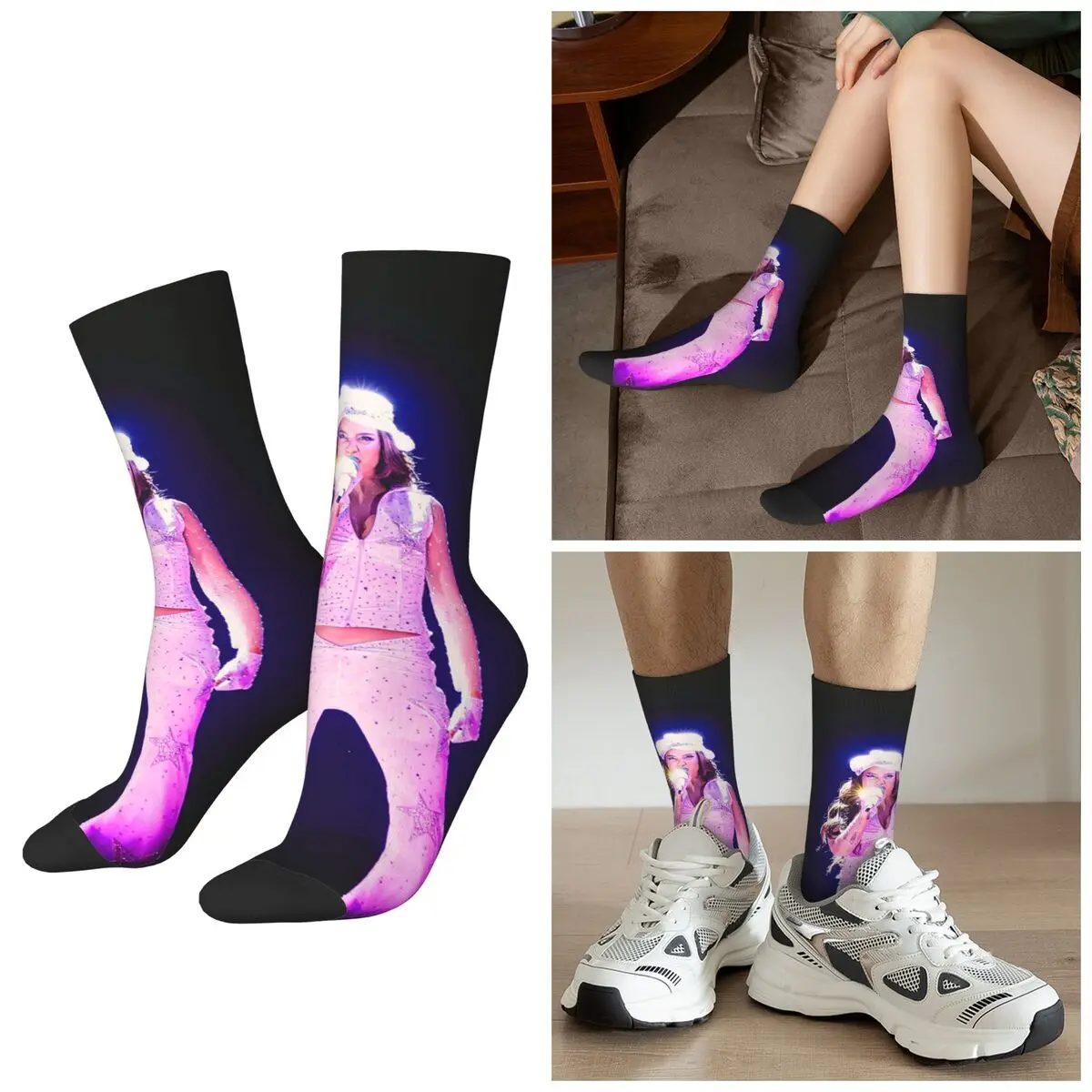 

Всесезонные розовые носки Emilia Mernes Mp3 Harajuku, носки для экипажа, повседневные чулки для мужчин и женщин, рождественские подарки