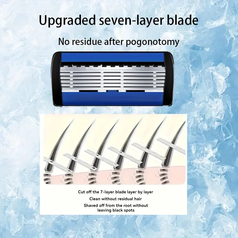 شفرة ماكينة حلاقة مكونة من 6 طبقات ماكينة حلاقة يدوية مع شفرات قابلة للاستبدال ولا تسبب ضررًا للبشرة ماكينة حلاقة مقاومة لغسل المياه ﻿