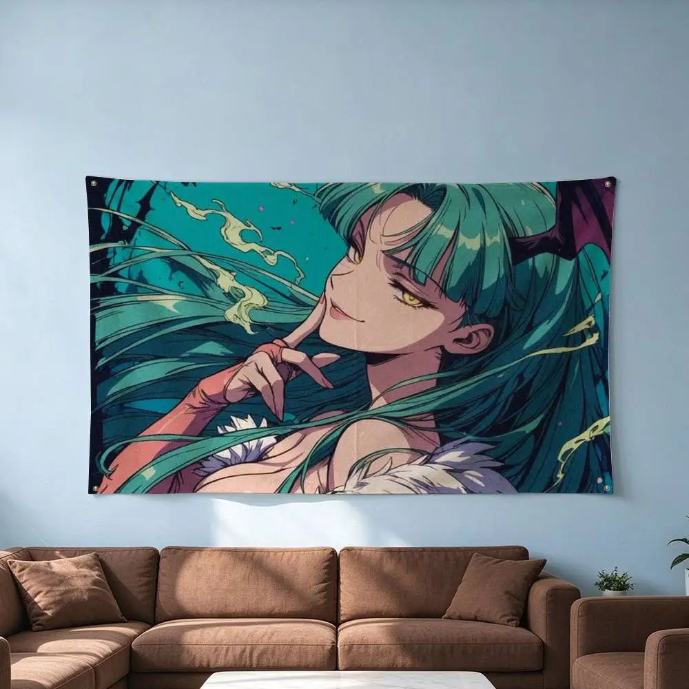 Darkstalkers Morrigan-N Aensland  Flag Suitable For Party Club Outdoor Interior Wall Decoration Banner Fans Gift
