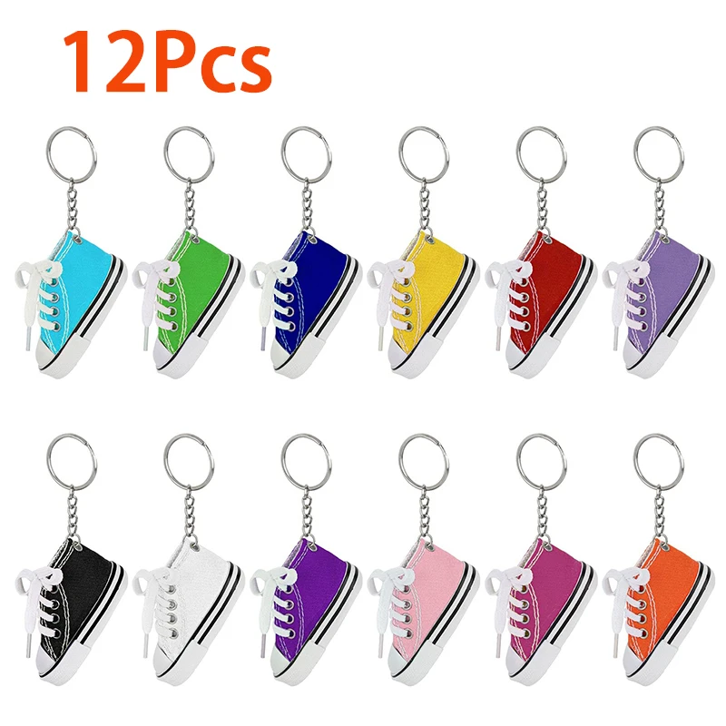 

12Pcs 3D Cute Mini Canvas Keychain Tennis Shoes Keychain Sports Shoe Keyrings