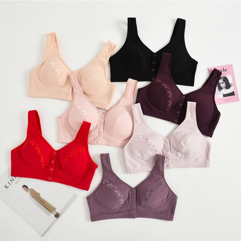 

Breathable Wire-Free Bra for Mom Comfortable Vest-Style Thin Design Front-Closure Underwear Suitable for Middle-Aged Women
