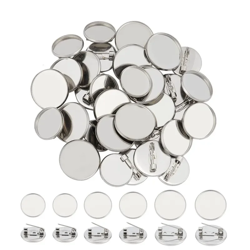 

10pcs 15mm/20mm/30mm Round Badge Parts Metal Pin Button Kit for Badge Make Machine, Including Metal Shells Back Cover