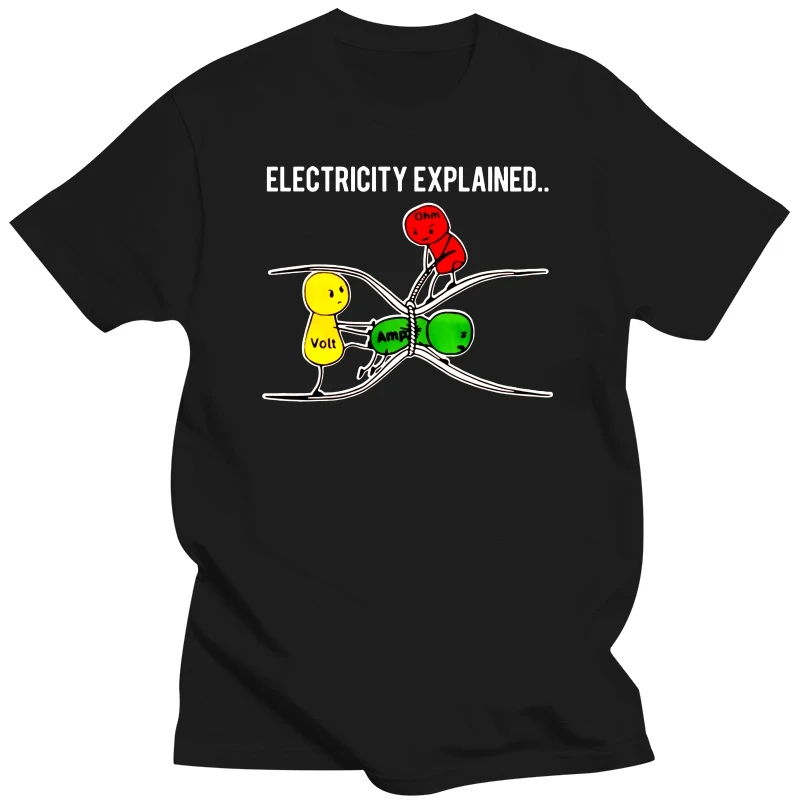 Unisex 100% Cotton Electricity Explained - Ohm's Law Version2 Summer Men's Novelty T-Shirt Women Casual Streetwear EU Size Tee