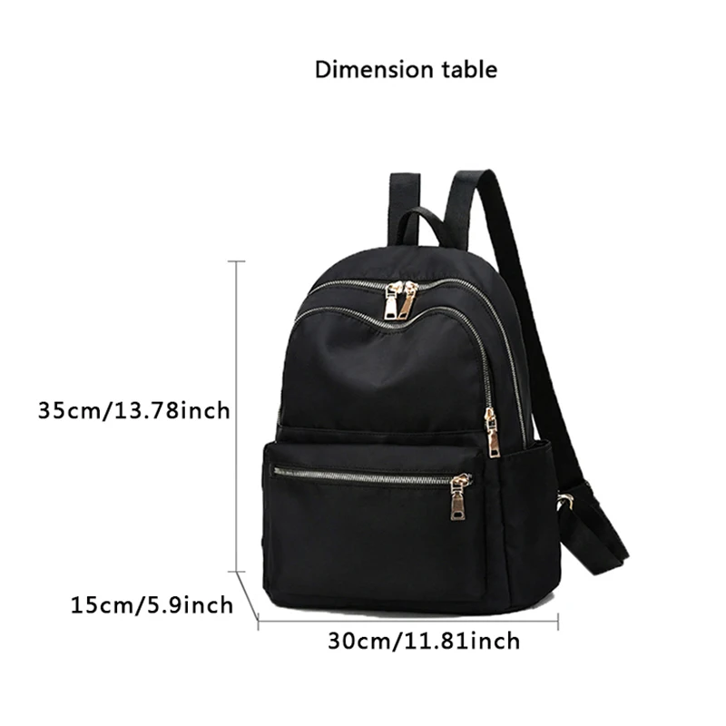 backpack women hiking Oxford cloth black large capacity casual and fashionable lightweight anti splash computer backpack