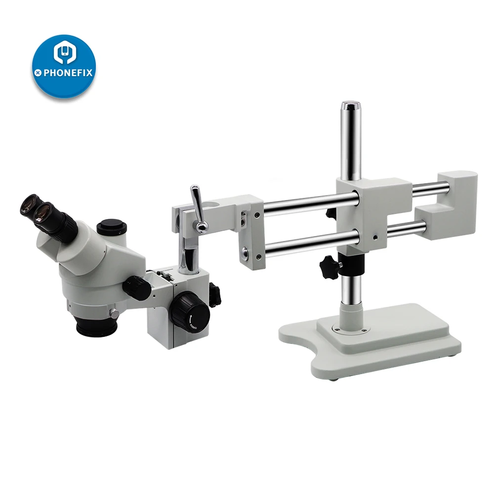 Dual Arm Boom Stand Articulating Clamp Holder Bracket 76mm Microscope Stand For Trinocular Stereo Zoom Microscopio Accessories