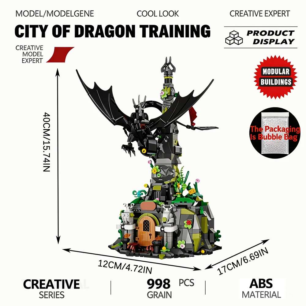 

Dragon Training City Scene Building Blocks Set Toothless Night Fury Dinosaur Assembly Collectible Model Brick Toy Gift For Decor