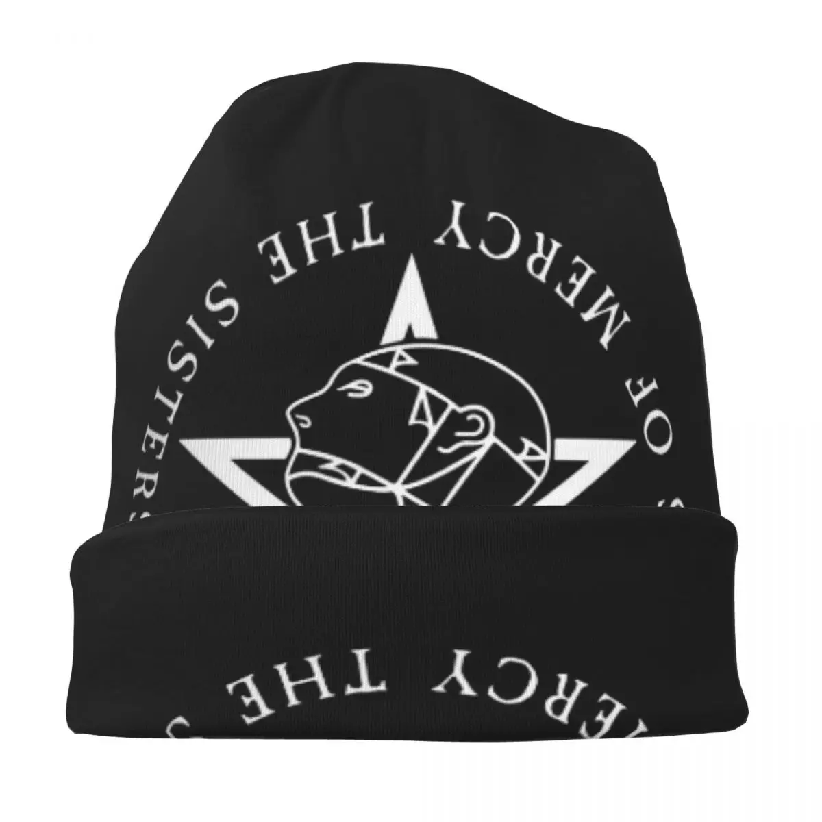 Круглый текстовый логотип Goth The Sisters Of Mercy Skullies Шапки-бини Теплые осенне-зимние уличные шапки Вязаные шапки унисекс для взрослых
