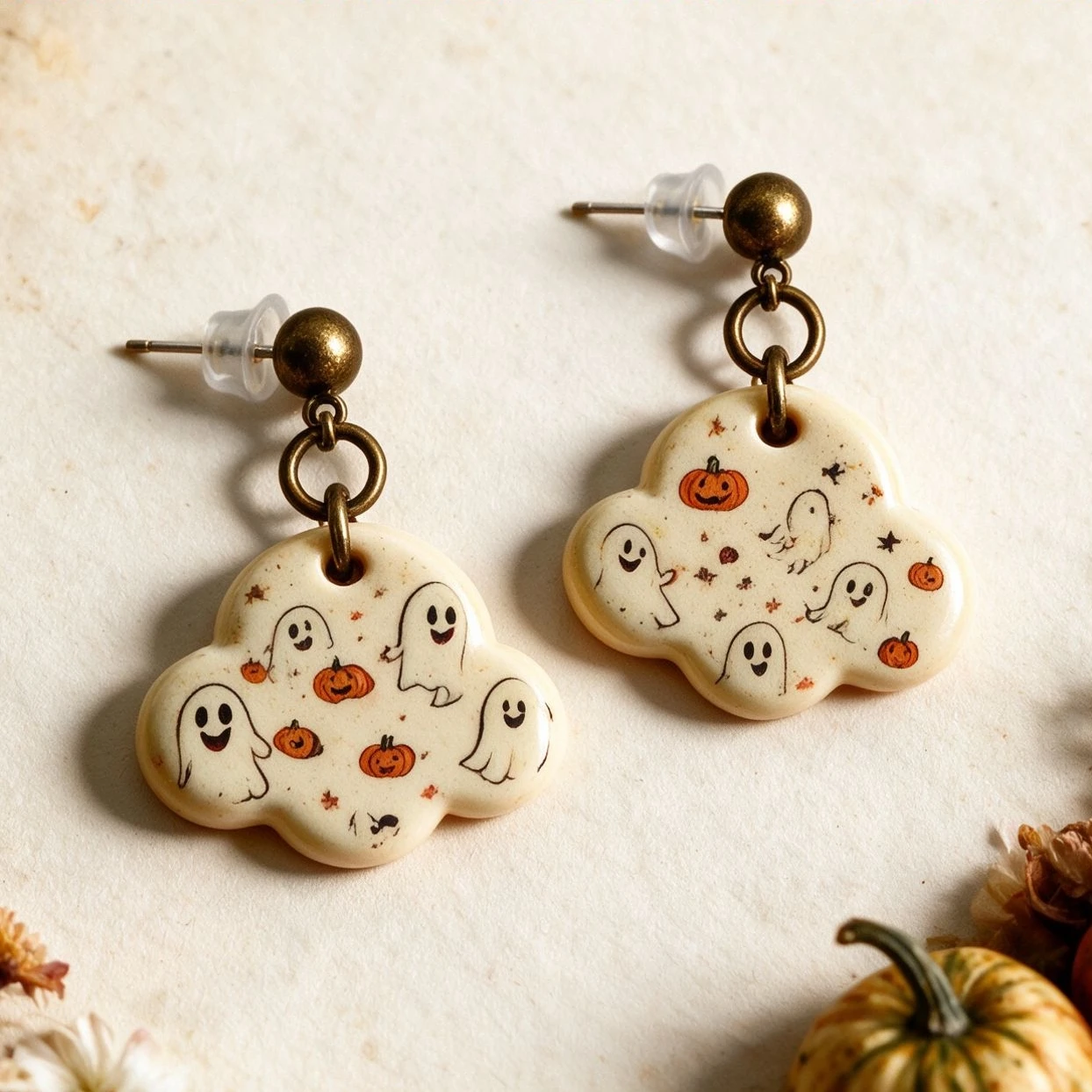 Halloween Cute Cartoon Ghost Polymer Clay Transfer Paper Water Soluble Decal Sheet DIY Earrings Jewelry Making Kawaii Spooky