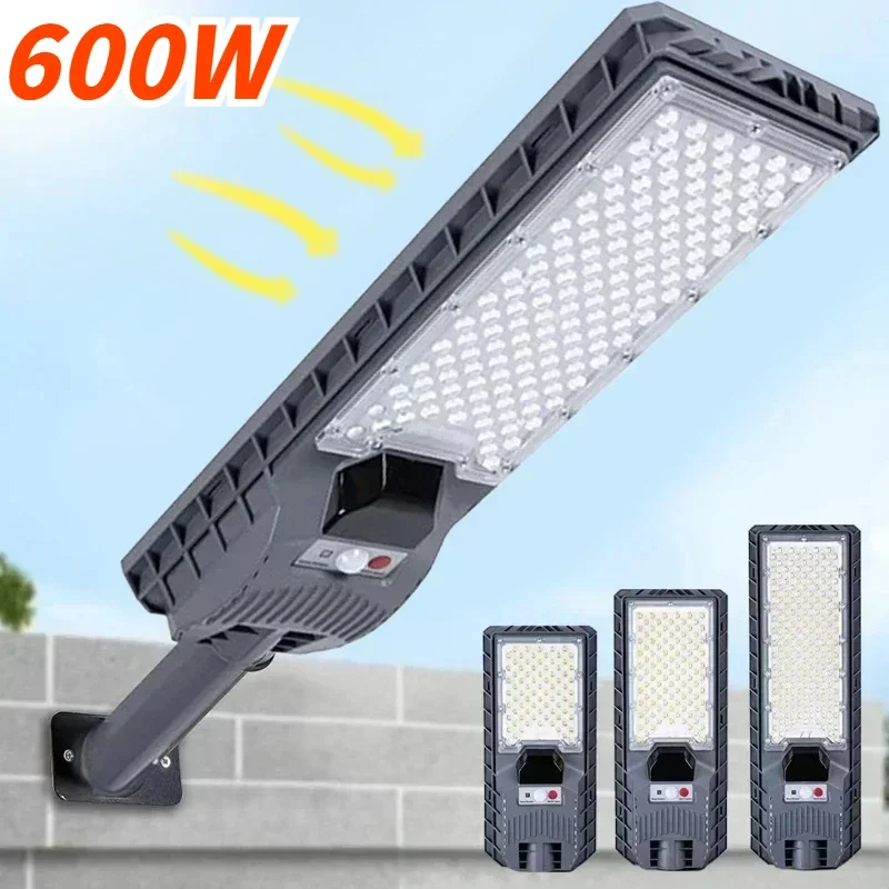 Jvee 600w atualizado super brilhante luz de rua solar ao ar livre sensor movimento alta potência holofotes jardim pátio luzes estrada