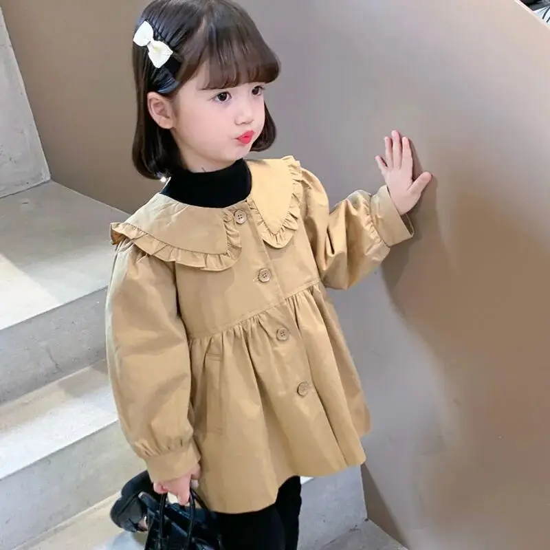 

Baby girl windbreaker jacket Spring and Autumn new children's Korean version medium long sweet coat