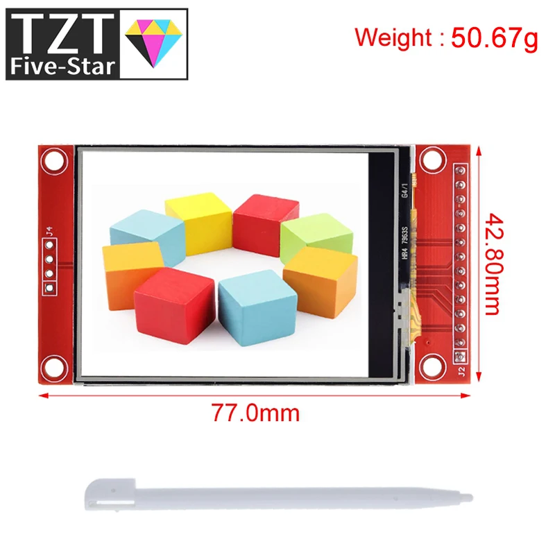 Imagem -02 - Tzt 2.4 240x320 Spi Tft Lcd Módulo de Porta Serial Mais 5v 3.3v Pbc Adaptador Micro sd St7789 Led Branco com Toque