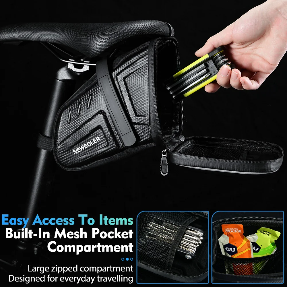 NEWBOLER Waterproof Bicycle Saddle Bag MTB Road Bike Saddlebags Reflective Striped Bicycle Tool Holder Bag MTB Accessories image 5