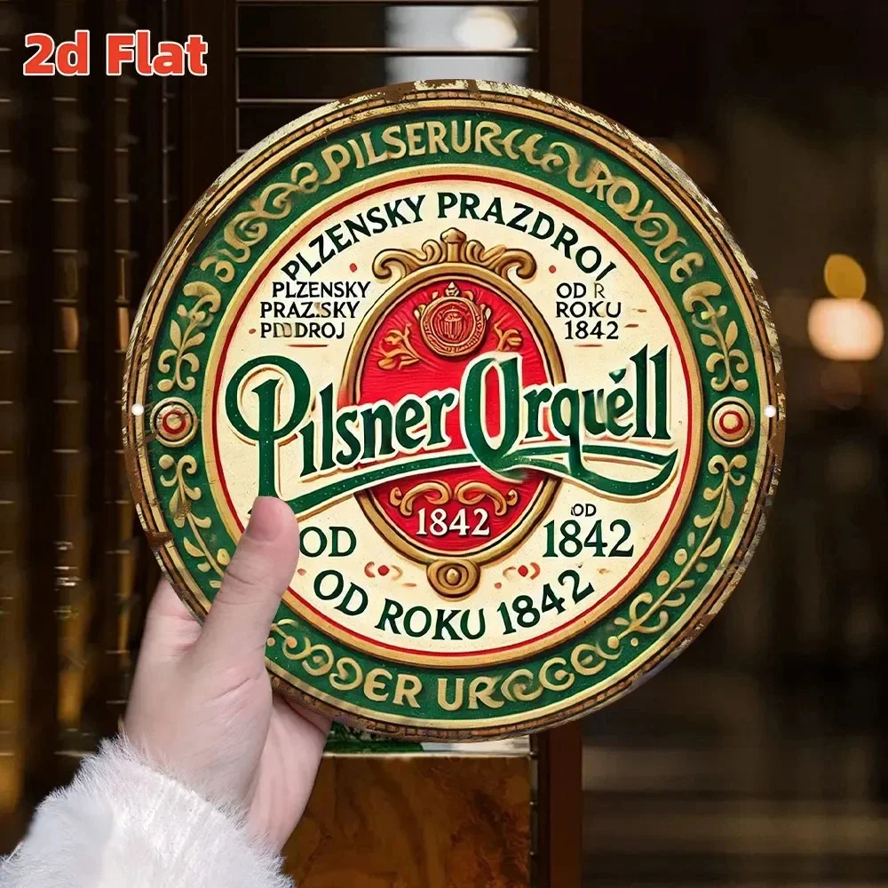 Vintage 2D Flat Round Tin Sign - 