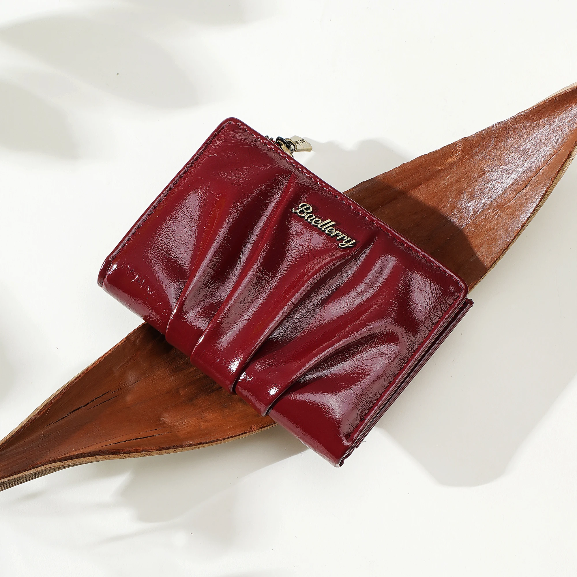 1 Stück Retro Plissierte Glänzende Öl-Wachs-PU Damen-Kurzgeldbörse, Doppelt Faltbare Schnappgeldbörse, Reißverschluss-Münzfach + Ausweisfenster, Geeignet für Outdoor-Dates, Geschenk für Frauen – Detail 37
