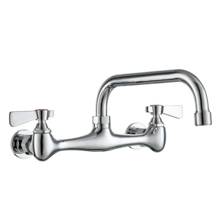 

Wall Mount Commercial Sink Faucet 8 inch Center Commercial Faucet 8Inches Swivel Spout Wall-Mount Utility Sink Faucets 2 Handle