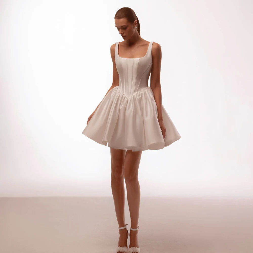 

Moden Mini Wedding Dresses A-Line Backless Zipper Bridal Dress Customized Short Party Evening Gown vestidos de novia