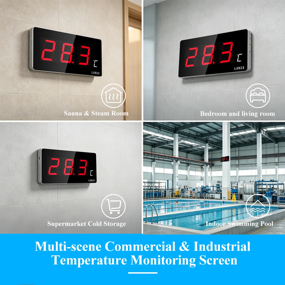 Industrial Digital Thermometer Aluminum Alloy Built-in Temp Sensor High Precision Portable Temp Monitor Workshop Lab Test Tools