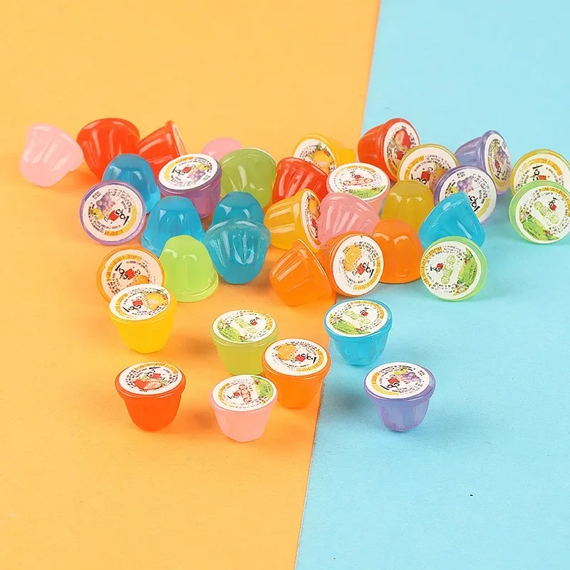 10pcs Diy Mini Resin Kawaii Jelly 3D Miniature Mini Figures Crafts Room Decoration Sculptures Statue Phone Hair Clip Accessories
