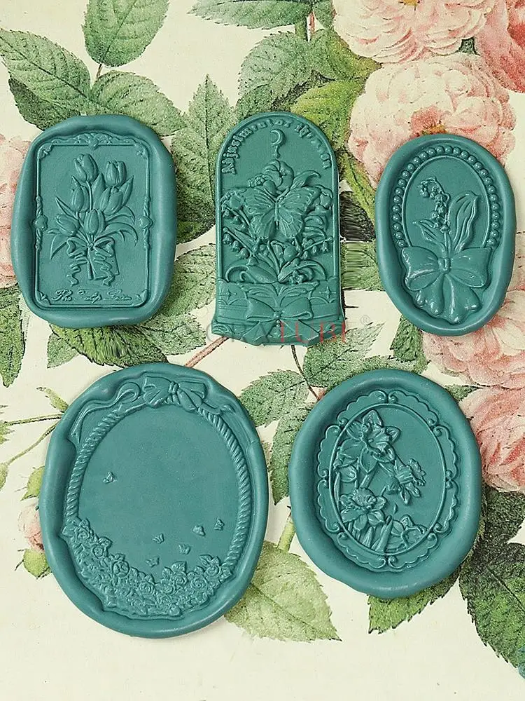 3D Embossed Wax Seal Stamp Relief Midsummer Dream Moon Tulip Daffodils Lily Gift Wrapping Wedding Greeting Card Decoration Tool
