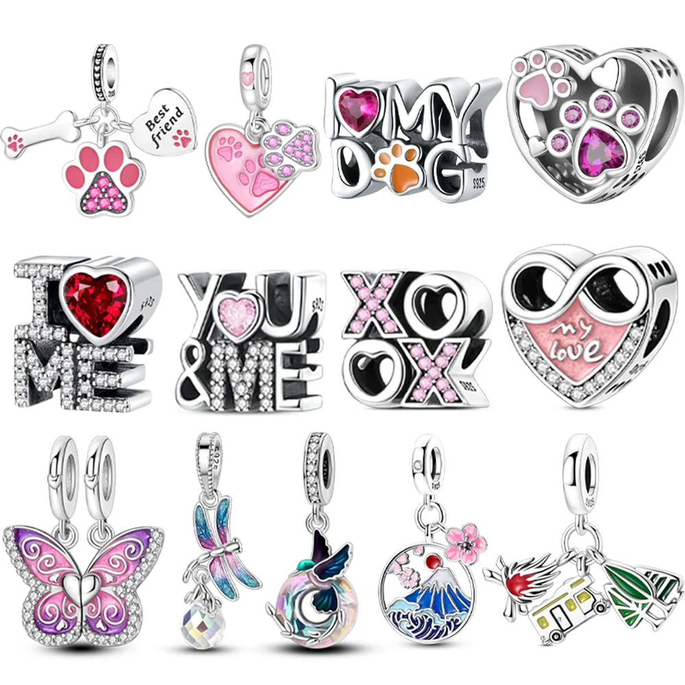 Sterling Silver 925 Fantasy Colorful Heart Charm Planet Pendant Beads Fit Original Bracelet Bead for Women Fine Jewelry Gift
