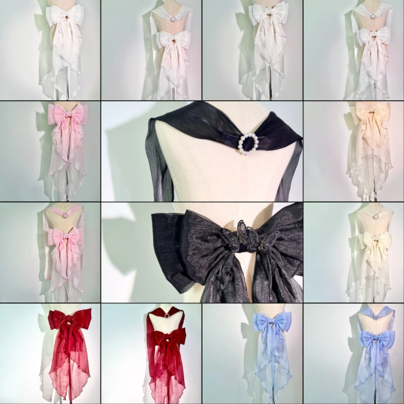 

Блестящий шелковый двухслойный бант-заколка для платья Лолита, съемное украшение, аксессуар для свадебных платьев с широкой талией, с булавкой